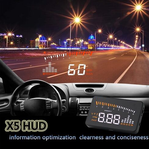 3'' Car HUD Head-Up Display Colorful Dashboard Projector Speed Warning System with OBDII/EUOBD Interface Vehicle Speed MPH/KPM Car Electrical Supplies GPS Heads Up Display for Cars in Saudi Arabia