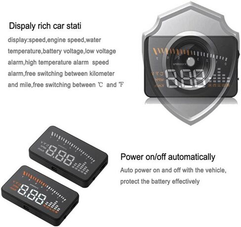 3'' Car HUD Head-Up Display Colorful Dashboard Projector Speed Warning System with OBDII/EUOBD Interface Vehicle Speed MPH/KPM Car Electrical Supplies GPS Heads Up Display for Cars in Saudi Arabia