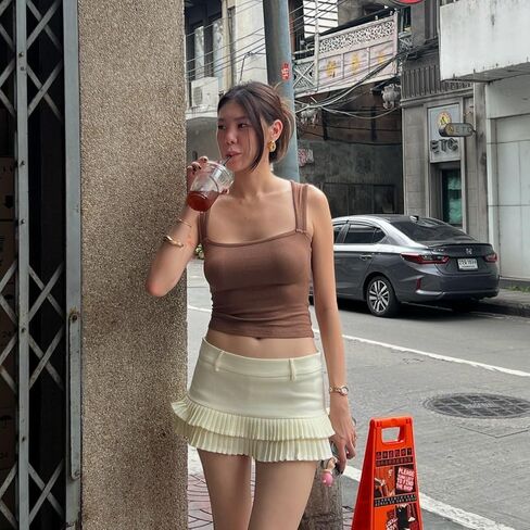 Pleated Skirts for Women Double Ruffle Mini Skirt Low Rise Sexy Pleated Skort for Going Out and Layered Ruffle Skirt in Kuwait