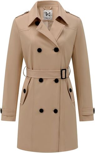 KVE Women's Trench Coat Double Breadged Classic Long Coat Fashion Outerwear in Kuwait