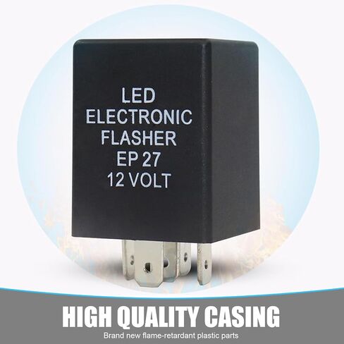 SHAKAS EP27 LED Flasher Relay ، 12 فولت 5 دبوس إشارة الإشارة مرحل فلااي فائض ، التوصيل والتشغيل ملحق لإصلاح الإشارة الإشارة المضاد للماء ، لمعظم شاحنات السيارات (سوداء) in Saudi Arabia