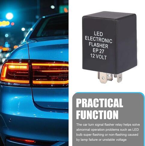 SHAKAS EP27 LED Flasher Relay ، 12 فولت 5 دبوس إشارة الإشارة مرحل فلااي فائض ، التوصيل والتشغيل ملحق لإصلاح الإشارة الإشارة المضاد للماء ، لمعظم شاحنات السيارات (سوداء) in Saudi Arabia
