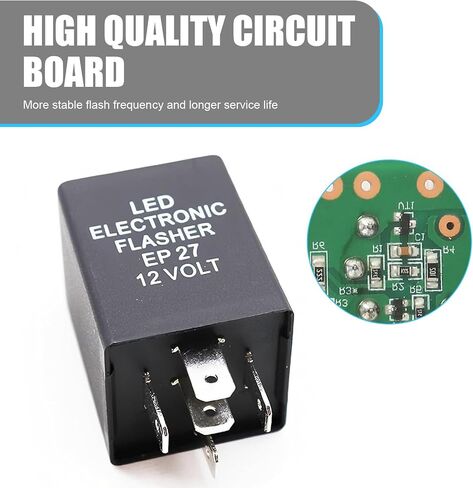 SHAKAS EP27 LED Flasher Relay ، 12 فولت 5 دبوس إشارة الإشارة مرحل فلااي فائض ، التوصيل والتشغيل ملحق لإصلاح الإشارة الإشارة المضاد للماء ، لمعظم شاحنات السيارات (سوداء) in Saudi Arabia
