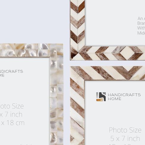Handicrafts Home 5x7 Picture Frames Set of 3, Made Mother of Pearl, Covered by Plexiglass Display 5x7 Pictures, for Table Top Display and Wall Mounting Photo Frame, White in Saudi Arabia