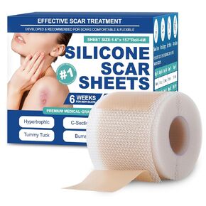 Silicone Scar Sheets,Silicone Scar Tape(1.6"x 158" Roll-4 meters),Silicone Scar Sheets for Surgical Scars,Keloid Bump Removal,Scar Tape for Surgical,C-Section,Tummy Tuck,Keloid Scars in Kuwait