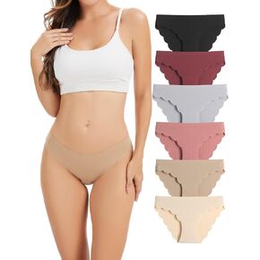 Seamless Underwear for Women No Show Wave Edge Bikini Low Rise Cheeky Breathable Comfortable Soft Panties 6 Pack in Saudi Arabia