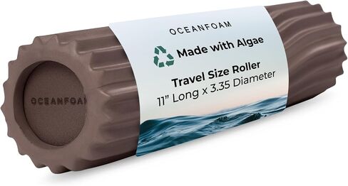 Oceanfoam Ripple Roller - أسطوانة إسفنجية لتدليك العضلات لآلام الظهر والتمدد - مموج مريح - اليوغا وألعاب القوى والعافية - صغير الحجم، حجم السفر، 11 بوصة × 3.35 بوصة - رخامي هنتر in Kuwait