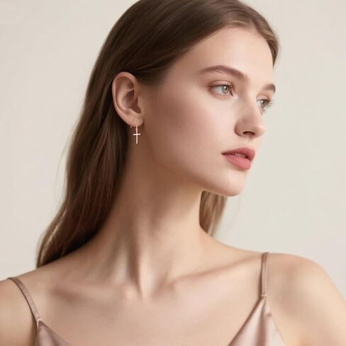 SLUYNZ 925 Sterling Silver Cross Dangle Earrings for Women Teens Cross Drop Earrings Dangle in Saudi Arabia