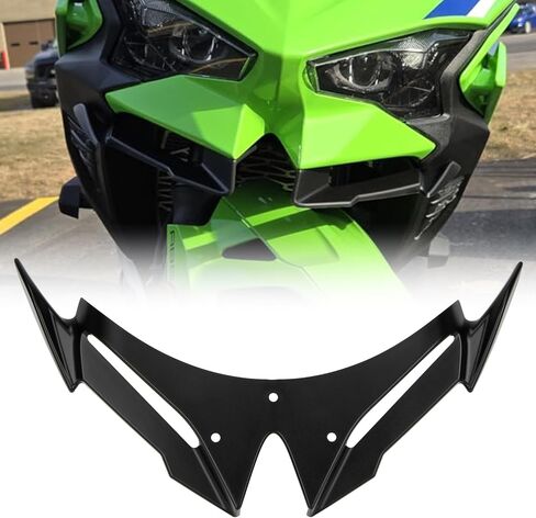 Ninja500 Motorcycle Front Fairing Winglet - Spoiler Fxed Wing Kit Beak Nose Cone Extension for Ninja 500 Z500 2024 2025 (Black) in Saudi Arabia