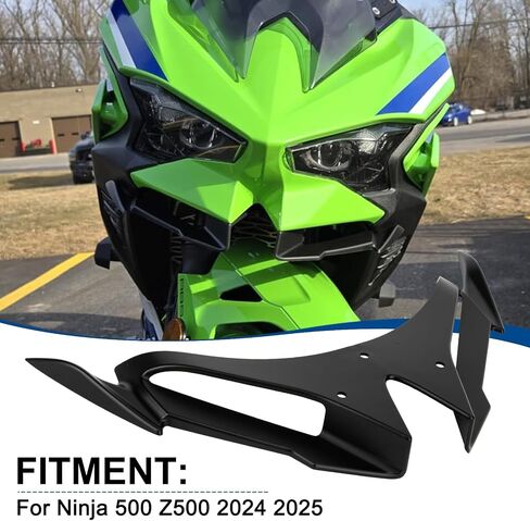 Ninja500 Motorcycle Front Fairing Winglet - Spoiler Fxed Wing Kit Beak Nose Cone Extension for Ninja 500 Z500 2024 2025 (Black) in Saudi Arabia
