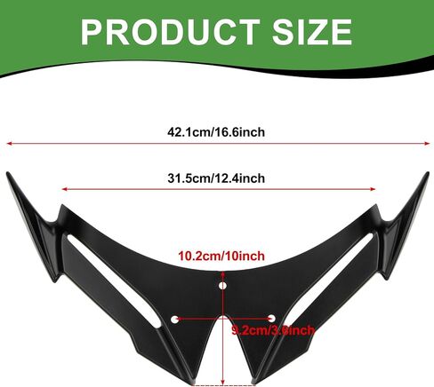 Ninja500 Motorcycle Front Fairing Winglet - Spoiler Fxed Wing Kit Beak Nose Cone Extension for Ninja 500 Z500 2024 2025 (Black) in Saudi Arabia