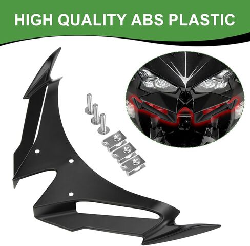 Ninja500 Motorcycle Front Fairing Winglet - Spoiler Fxed Wing Kit Beak Nose Cone Extension for Ninja 500 Z500 2024 2025 (Black) in Saudi Arabia