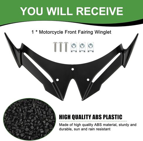 Ninja500 Motorcycle Front Fairing Winglet - Spoiler Fxed Wing Kit Beak Nose Cone Extension for Ninja 500 Z500 2024 2025 (Black) in Saudi Arabia
