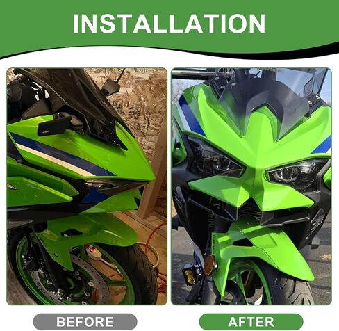 Ninja500 Motorcycle Front Fairing Winglet - Spoiler Fxed Wing Kit Beak Nose Cone Extension for Ninja 500 Z500 2024 2025 (Black) in Saudi Arabia