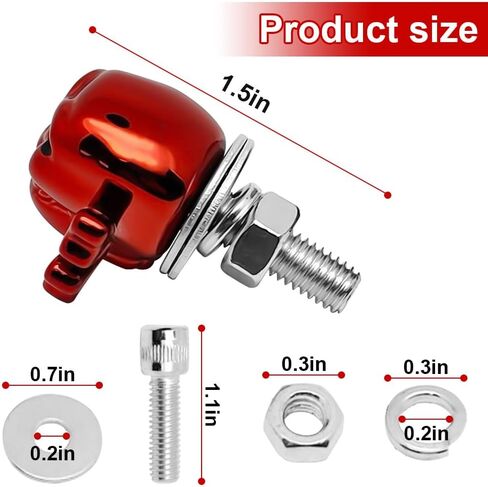 Red Skull Lucky Plate Bolts and Sounds for Car/Motorcycle/Truck ، Discorative Pround Recivery Plate Arteners مجموعة أجهزة مع إدراج الإطار (4 عبوات) in Kuwait