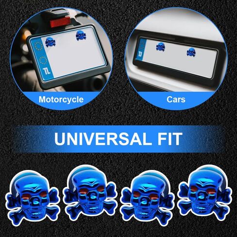 Red Skull Lucky Plate Bolts and Sounds for Car/Motorcycle/Truck ، Discorative Pround Recivery Plate Arteners مجموعة أجهزة مع إدراج الإطار (4 عبوات) in Kuwait