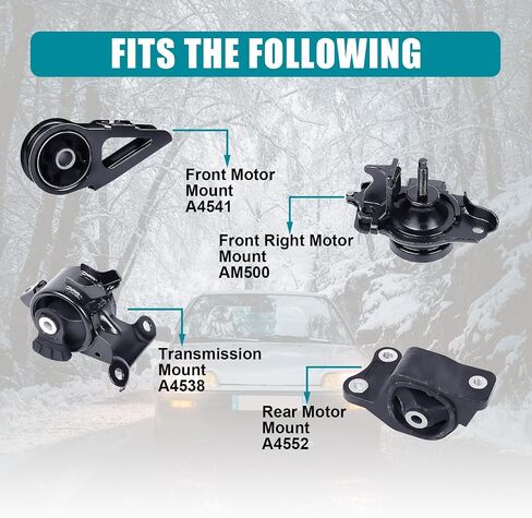 Engine Motor & Transmission Mount Kit 4pcs Compatible with Fits 2007-2008 Honda L4 1.5L Replace A4541 AM500 A4552 A4538 in Saudi Arabia