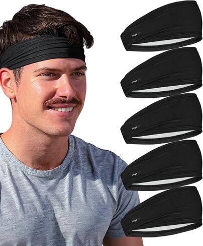 Sport Headbands for Men & Women - Sweat-Wicking Workout & Running Head Bands - Exercise Sweat Band for Workout, Basketball, Tennis, Cycling, Yoga in Saudi Arabia