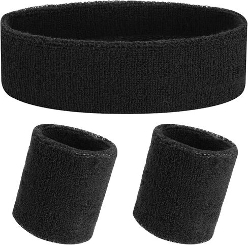 yolev 3pieces sweatband set ، عصابة الرأس الرياضية والمعصم ، مجموعة من عصابة رأس واحدة و 2 معصم ، للرجال والنساء الرياضيين ، باللونين الأسود والنيون الأخضر ، مقاس واحد (أخضر فاتح) in Kuwait