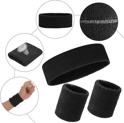 yolev 3pieces sweatband set ، عصابة الرأس الرياضية والمعصم ، مجموعة من عصابة رأس واحدة و 2 معصم ، للرجال والنساء الرياضيين ، باللونين الأسود والنيون الأخضر ، مقاس واحد (أخضر فاتح) in Kuwait
