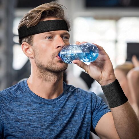 yolev 3pieces sweatband set ، عصابة الرأس الرياضية والمعصم ، مجموعة من عصابة رأس واحدة و 2 معصم ، للرجال والنساء الرياضيين ، باللونين الأسود والنيون الأخضر ، مقاس واحد (أخضر فاتح) in Kuwait