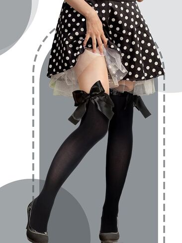 Fourluoo 4 Pairs Women Lace Thigh High Stockings with Bow Fishnet Knee High Socks for Spring Summer in Saudi Arabia