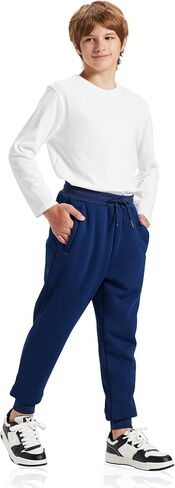 Unisex Boys Girls Sherpa Lined Fleece Sweatpants Jogger Pants Active Athletic Casual Winter Warm in Saudi Arabia
