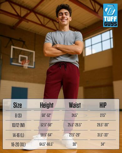 Tuff Guys Boys Spectpants - Performance Active Fleece Boys Joggers Pantics Athletic Pants للتدريب على الجري والتمرين (الحجم: 8-16) in Saudi Arabia