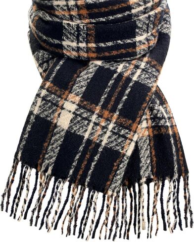 Winter Scarf for Women, Fashion Plaid Blanket Scarves with Fringe, Long Soft Scarf Shawl Wraps in Kuwait