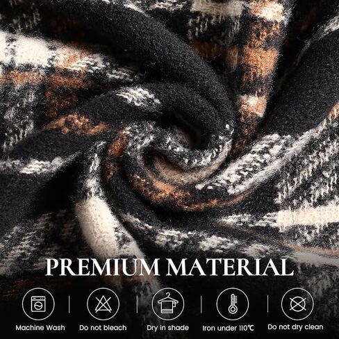 Winter Scarf for Women, Fashion Plaid Blanket Scarves with Fringe, Long Soft Scarf Shawl Wraps in Kuwait