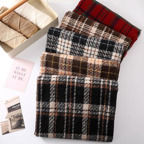 Winter Scarf for Women, Fashion Plaid Blanket Scarves with Fringe, Long Soft Scarf Shawl Wraps in Kuwait
