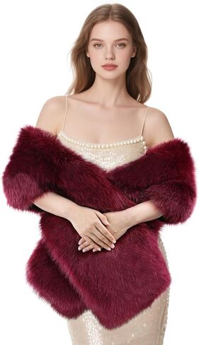 Faux Fur Shawl, Women's Long Cloak for Wedding Party Festive Celebrations Winter Clothing Decor in Kuwait