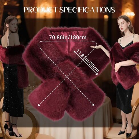 Faux Fur Shawl, Women's Long Cloak for Wedding Party Festive Celebrations Winter Clothing Decor in Kuwait