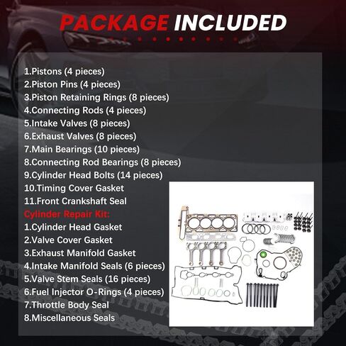 Engine Rebuild Overhaul Pistons Valves Kit 2.4L Fit for Equinox Terrain 2010-2017 for Malibu 2008-2014 for Verano 12-17 Car Engine Components for Impala/LaCrosse/Vue/HHR/G5/G6 in Saudi Arabia