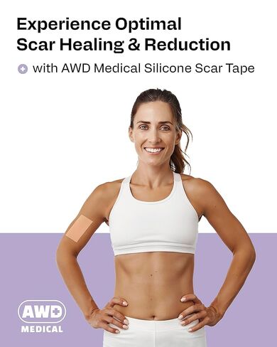 AWD Silicone Scar Sheets for Surgical Scars - Seamless Medical Grade Silicone Scar Tape for C Section, Tummy Tuck Tape - Silicone Skin Patches After Surgery Must Haves (1.6" x 60" Seamless Roll) in Kuwait