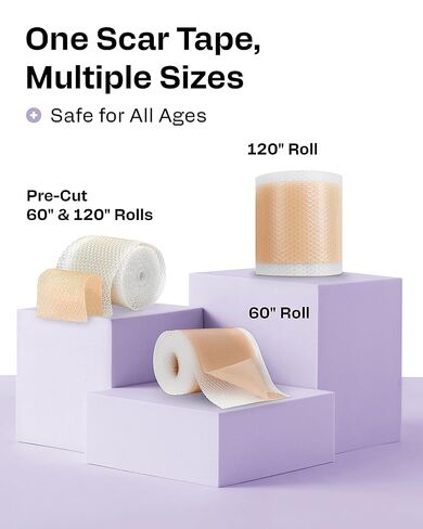 AWD Silicone Scar Sheets for Surgical Scars - Seamless Medical Grade Silicone Scar Tape for C Section, Tummy Tuck Tape - Silicone Skin Patches After Surgery Must Haves (1.6" x 60" Seamless Roll) in Kuwait