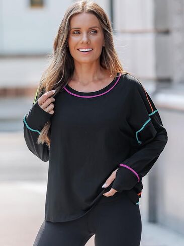 Popvil Open Back Prockout Tops for Women Long Sleeve Lightweight Mostitic Shirt for Gym Yoga Hiking Attill in Kuwait