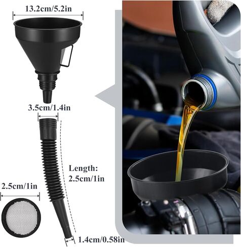 10 Pcs Automotive Funnels Set, Wide Mouth Fuel Funnels, Plastic Long Neck Oil Flexible Right Angle Funnelss with Detachable Spout and Filter, Plastic Funnel Set for Water Gasoline Coolant Engine Oil in Saudi Arabia
