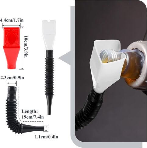 10 Pcs Automotive Funnels Set, Wide Mouth Fuel Funnels, Plastic Long Neck Oil Flexible Right Angle Funnelss with Detachable Spout and Filter, Plastic Funnel Set for Water Gasoline Coolant Engine Oil in Saudi Arabia