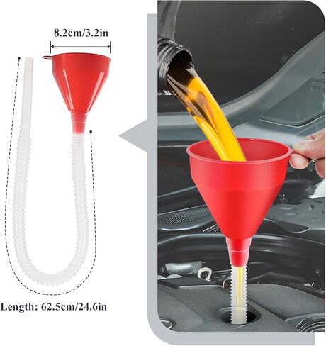 10 Pcs Automotive Funnels Set, Wide Mouth Fuel Funnels, Plastic Long Neck Oil Flexible Right Angle Funnelss with Detachable Spout and Filter, Plastic Funnel Set for Water Gasoline Coolant Engine Oil in Saudi Arabia