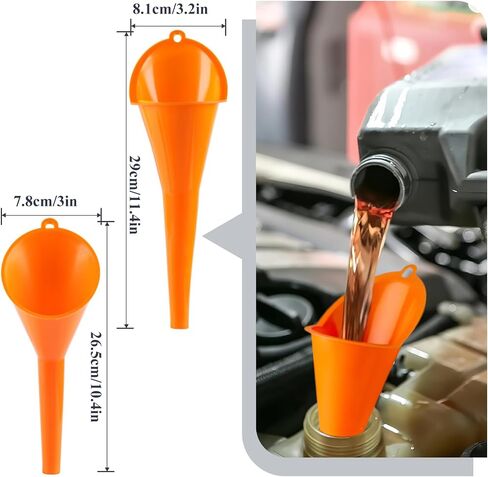 10 Pcs Automotive Funnels Set, Wide Mouth Fuel Funnels, Plastic Long Neck Oil Flexible Right Angle Funnelss with Detachable Spout and Filter, Plastic Funnel Set for Water Gasoline Coolant Engine Oil in Saudi Arabia