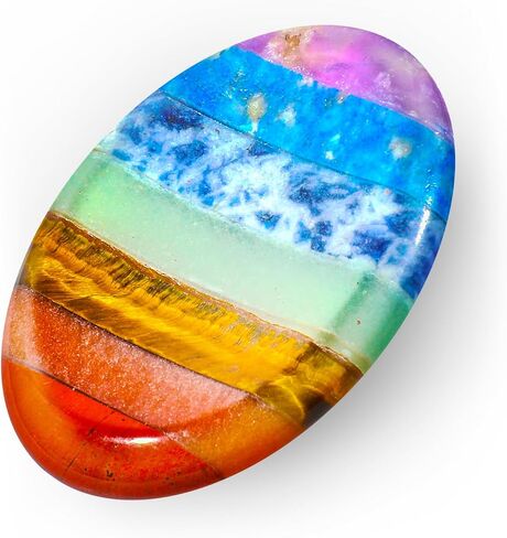 Larrel Thumb Stone Stone ، 7 chakra Crystals Stones ، أحجار جيب النخيل ، حجر القلق البيضاوي ، بلورة التأمل للهدية ، التأمل ، التهدئة والاسترخاء in Saudi Arabia