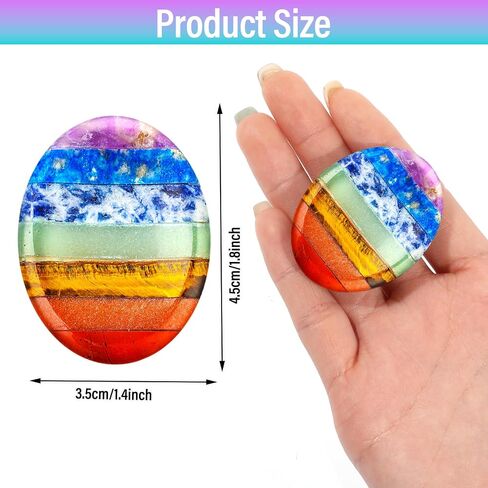Larrel Thumb Stone Stone ، 7 chakra Crystals Stones ، أحجار جيب النخيل ، حجر القلق البيضاوي ، بلورة التأمل للهدية ، التأمل ، التهدئة والاسترخاء in Saudi Arabia