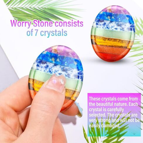 Larrel Thumb Stone Stone ، 7 chakra Crystals Stones ، أحجار جيب النخيل ، حجر القلق البيضاوي ، بلورة التأمل للهدية ، التأمل ، التهدئة والاسترخاء in Saudi Arabia