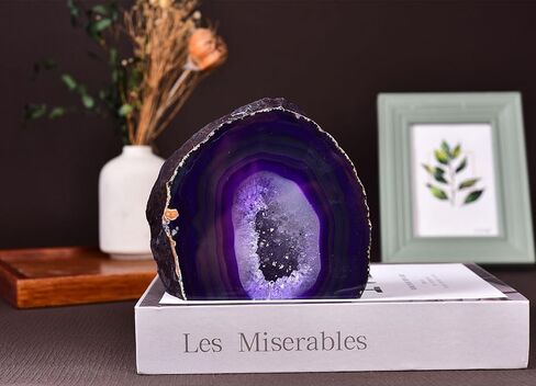 Amoystone Teal Agate Geode Decor ، Natural Vis Crystal Rock للشفاء ، حجر غير منتظم صغير لغرفة النوم ، المكتب ، المكتب (1-1.5 رطل) in Saudi Arabia