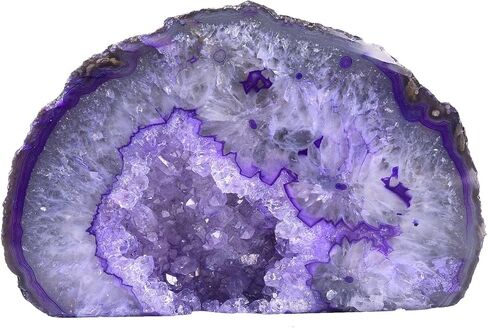 Amoystone Teal Agate Geode Decor ، Natural Vis Crystal Rock للشفاء ، حجر غير منتظم صغير لغرفة النوم ، المكتب ، المكتب (1-1.5 رطل) in Saudi Arabia