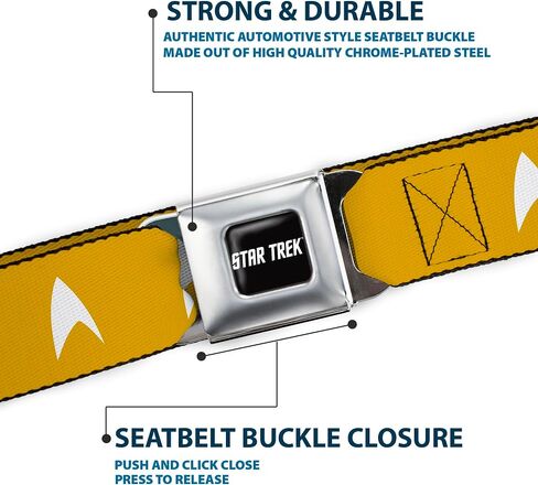 Star Trek Belt, Seatbelt Buckle Belt, Star Trek Starfleet Insignia Golden Yellow White, Adjustable in Saudi Arabia