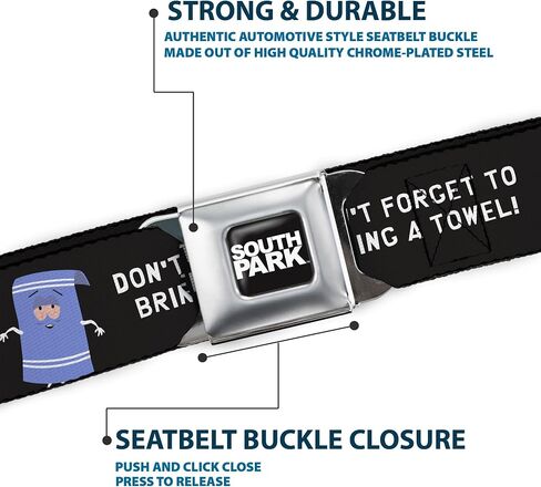 South Park Belt, Seatbelt Buckle, Towlie Dont Forget To Bring A Towel Pose Black in Saudi Arabia