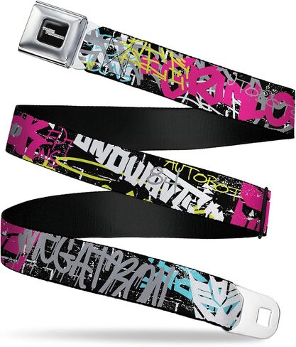 Transformers Belt, Seatbelt Buckle Belt, Transformers Icons and Names Graffiti Collage Multi Color, Adjustable in Saudi Arabia