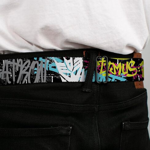 Transformers Belt, Seatbelt Buckle Belt, Transformers Icons and Names Graffiti Collage Multi Color, Adjustable in Saudi Arabia